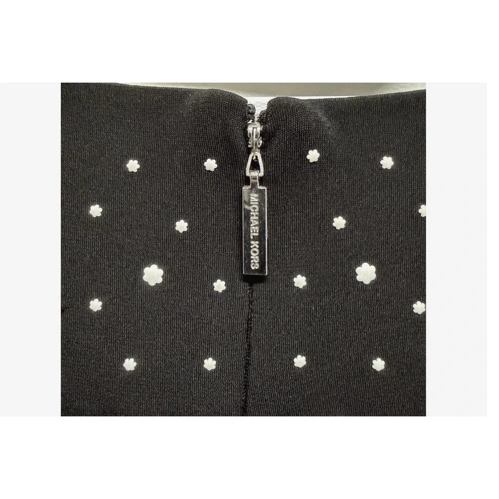 Michael Kors Black Floral Polka Dot Ruffle Hem‎ Dress Women Size L Chic  Party